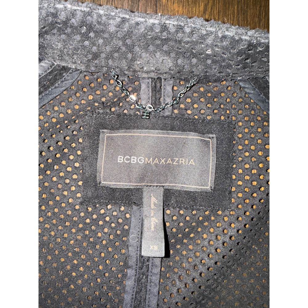 BCBGMAXAZRIA Black Perforated Zip Jacket - Picture 2 of 3